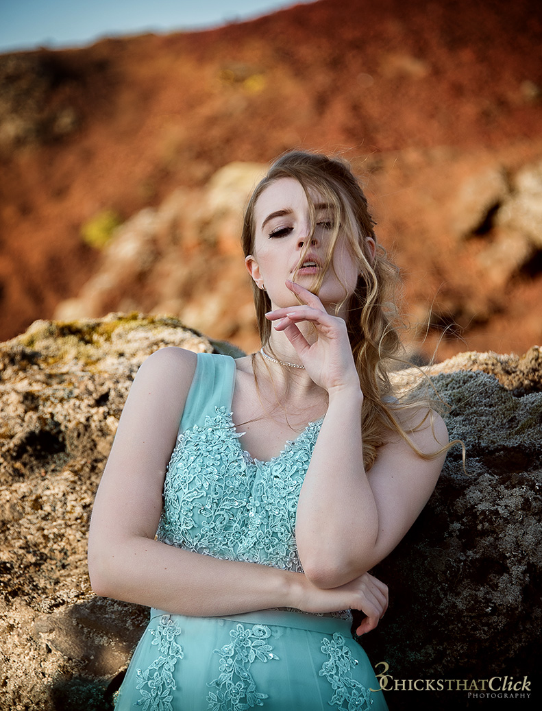 Hjördís Björg Hermannsdóttir in Reykjavik, Iceland at the lava fields of Rauðhólar